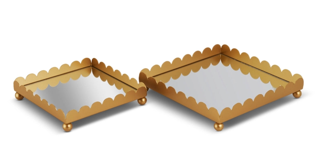 Scalloped Mirror Tray - 2 Sizes