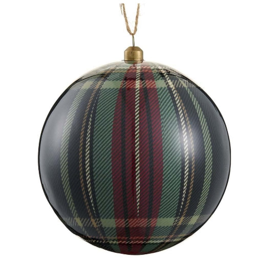 Green and Burgundy Plaid Ornament - 6"