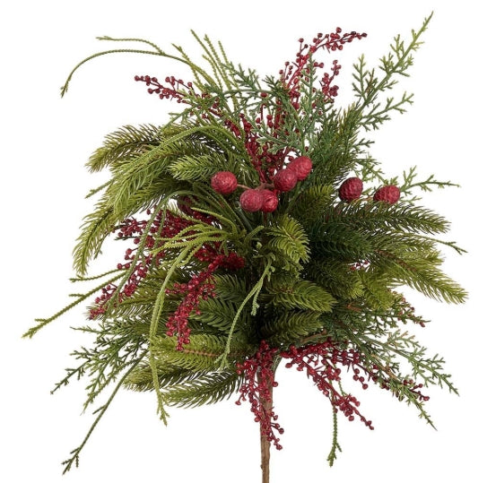 Sedum and Mixed Pine/Red and Green Bush - 18"