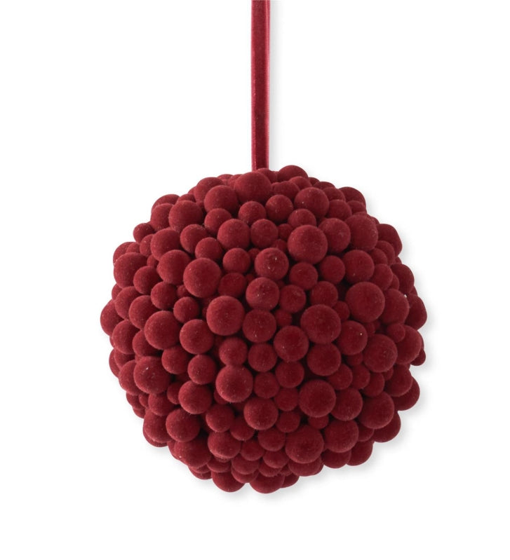 Burgundy Pompom Ornament - 4.75"