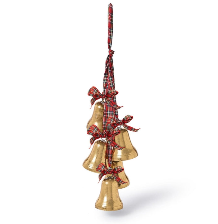 Hanging Bells w/Plaid Ribbon -