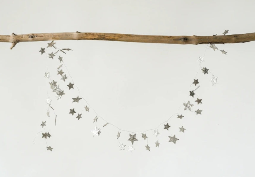 Gold Glitter Paper Star Garland - 72" - 2 Colors