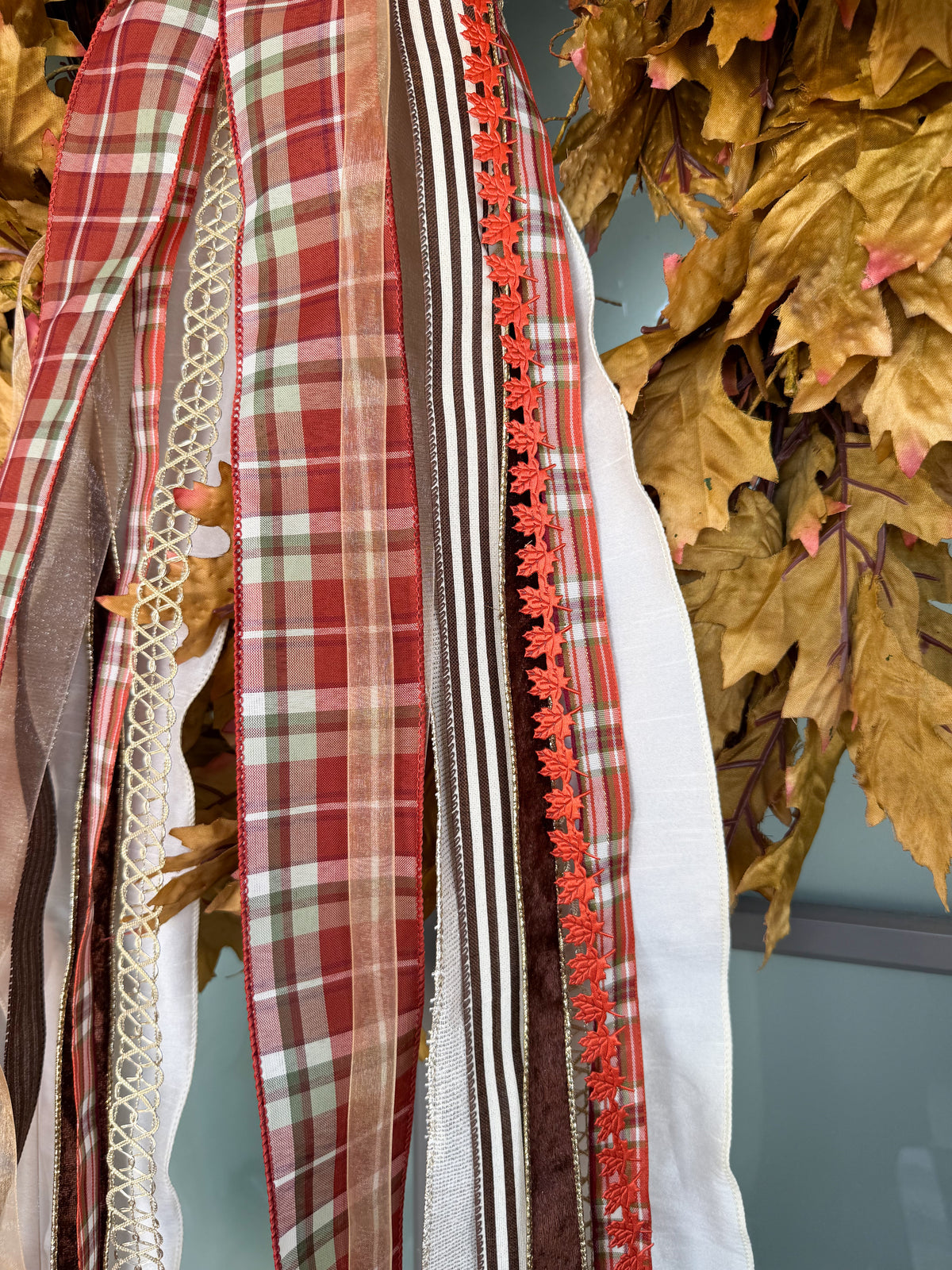 Fall Plaid Bundle with Bow - 33"- 10 Pieces of Ribbon