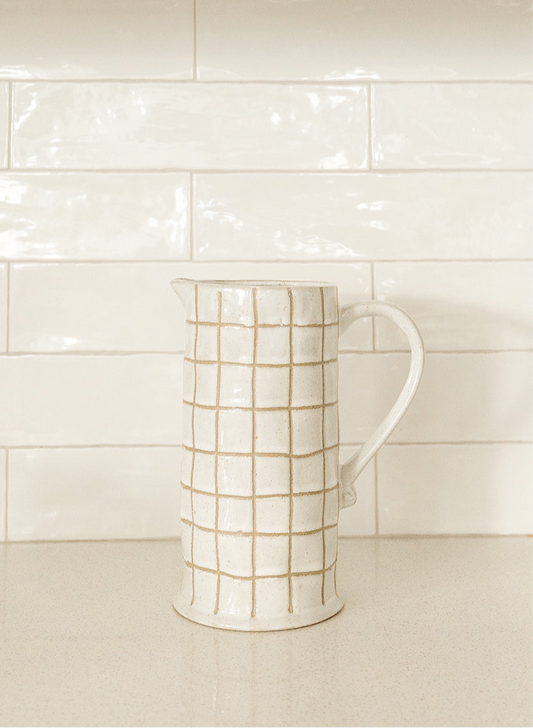 Cream Grid Pitcher