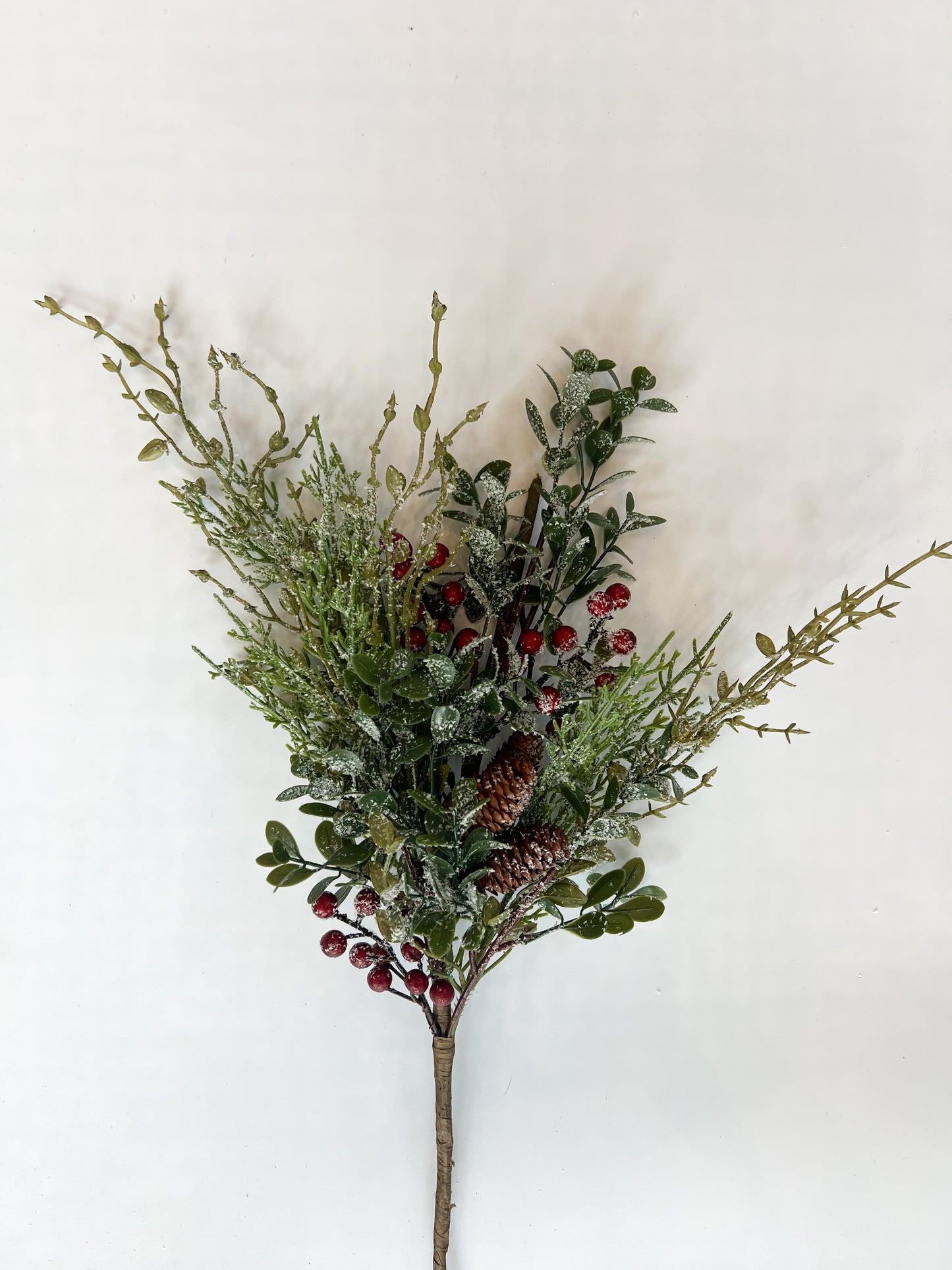 Glittered Mixed Green Foliage with Berries - 31"
