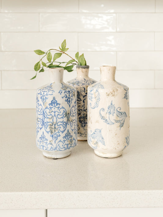 Blue Patterned Vase - 3 Styles
