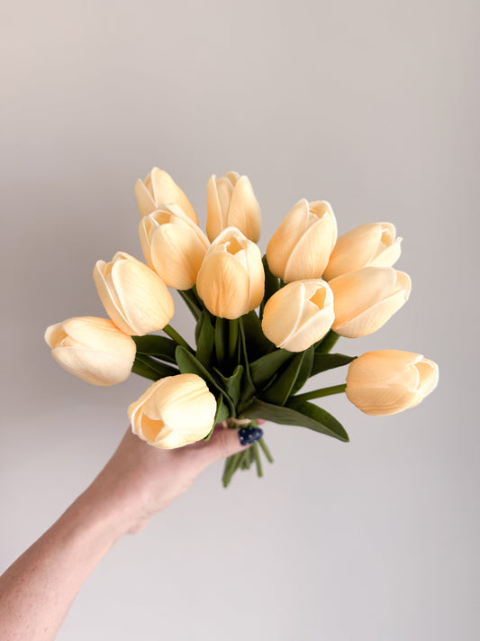 Light Peach Real Touch Tulip Single Stem