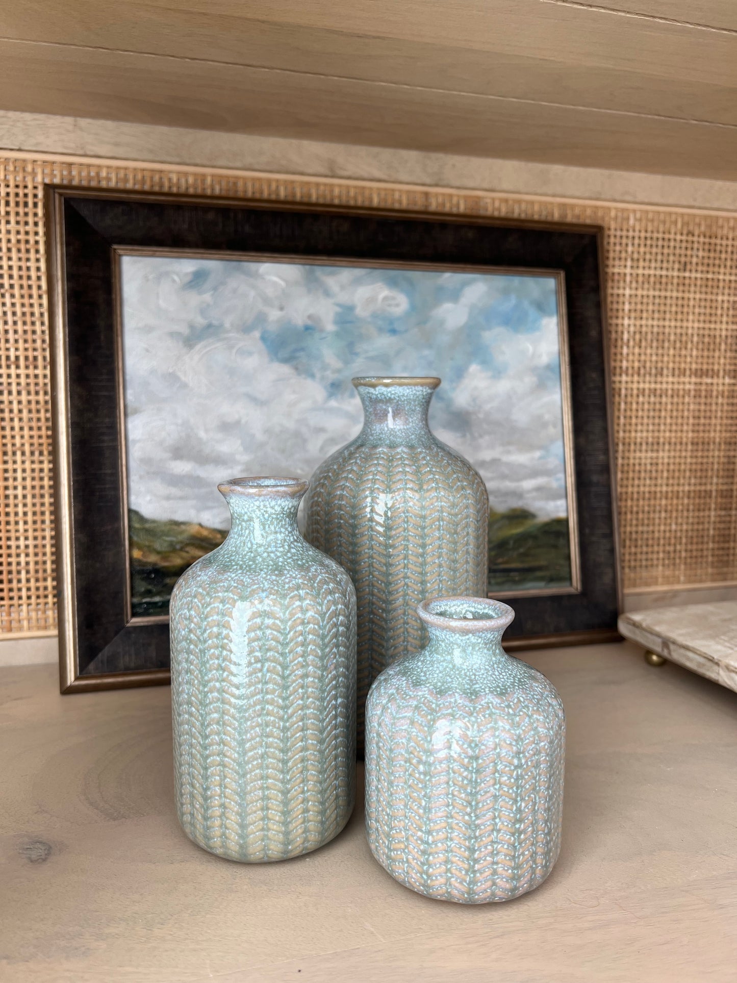 Blue Embossed Vase - 3 Sizes