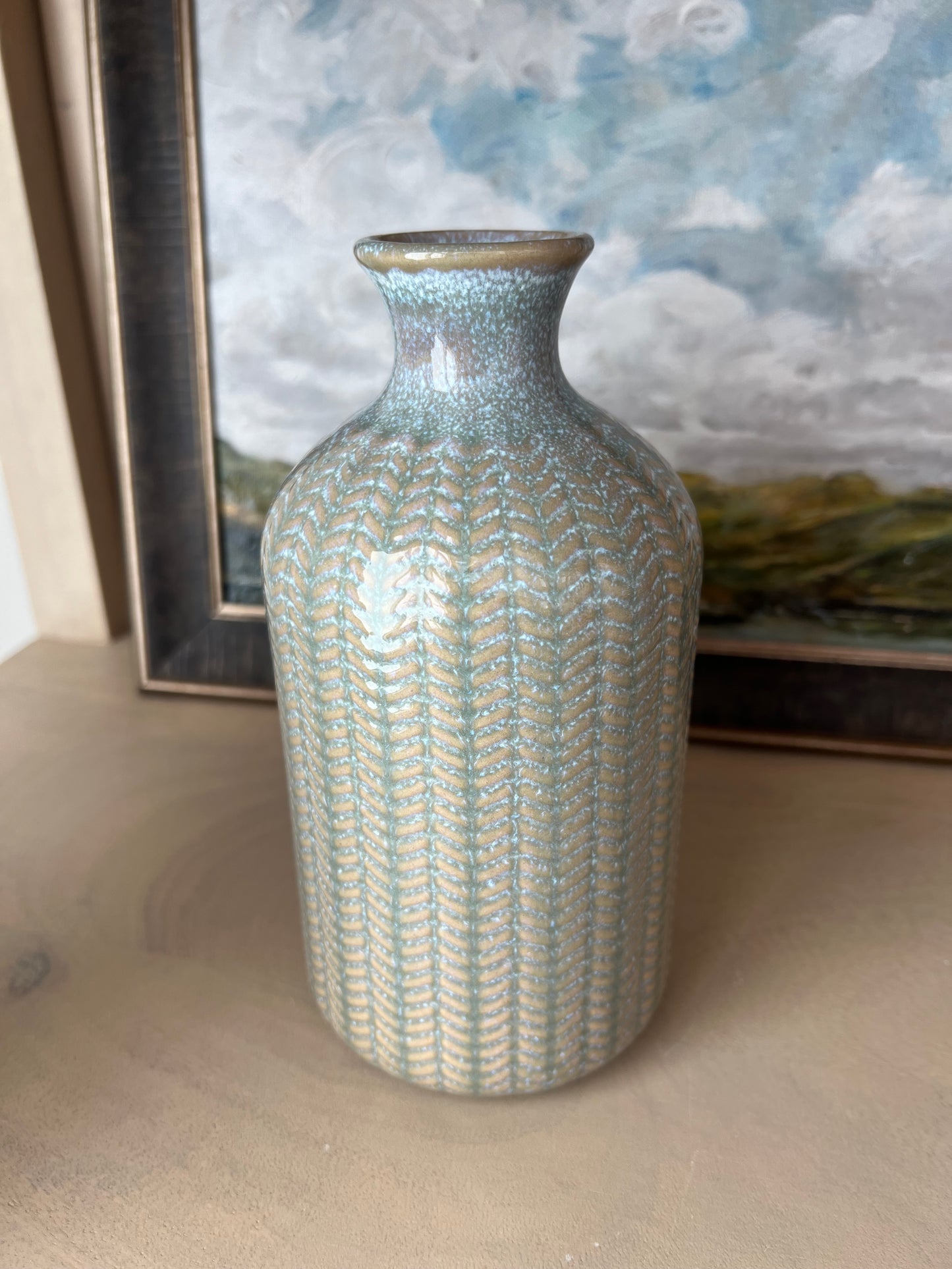 Blue Embossed Vase - 3 Sizes