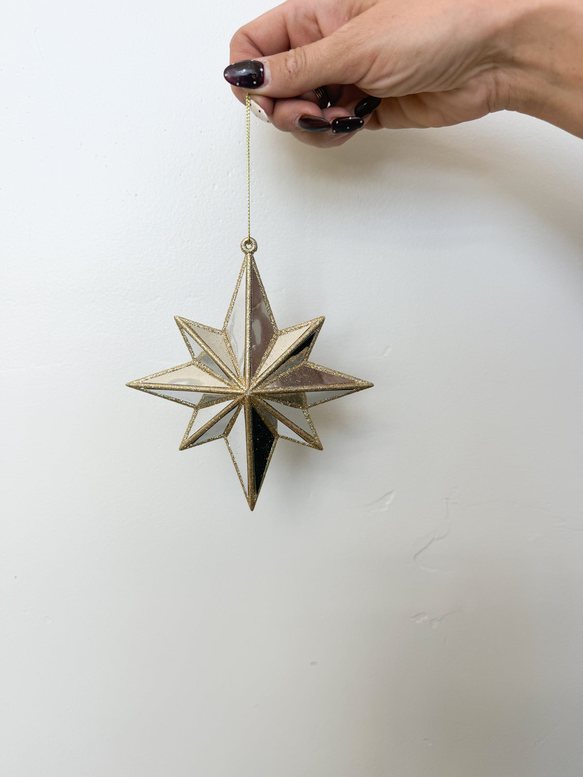 Mirrored North Star Ornament - 5.75”