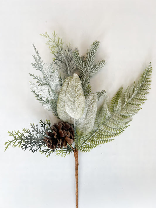 Snowed Cone Pine Spray 18"