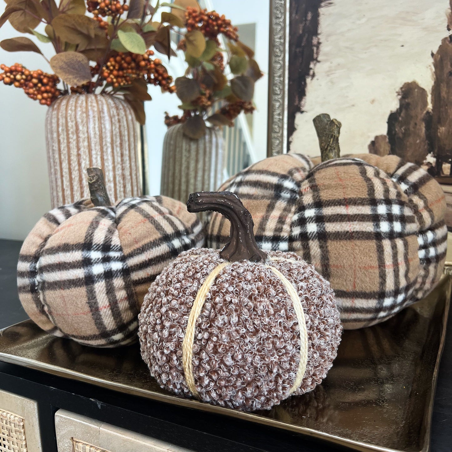 Plush Plaid Pumpkin - Medium