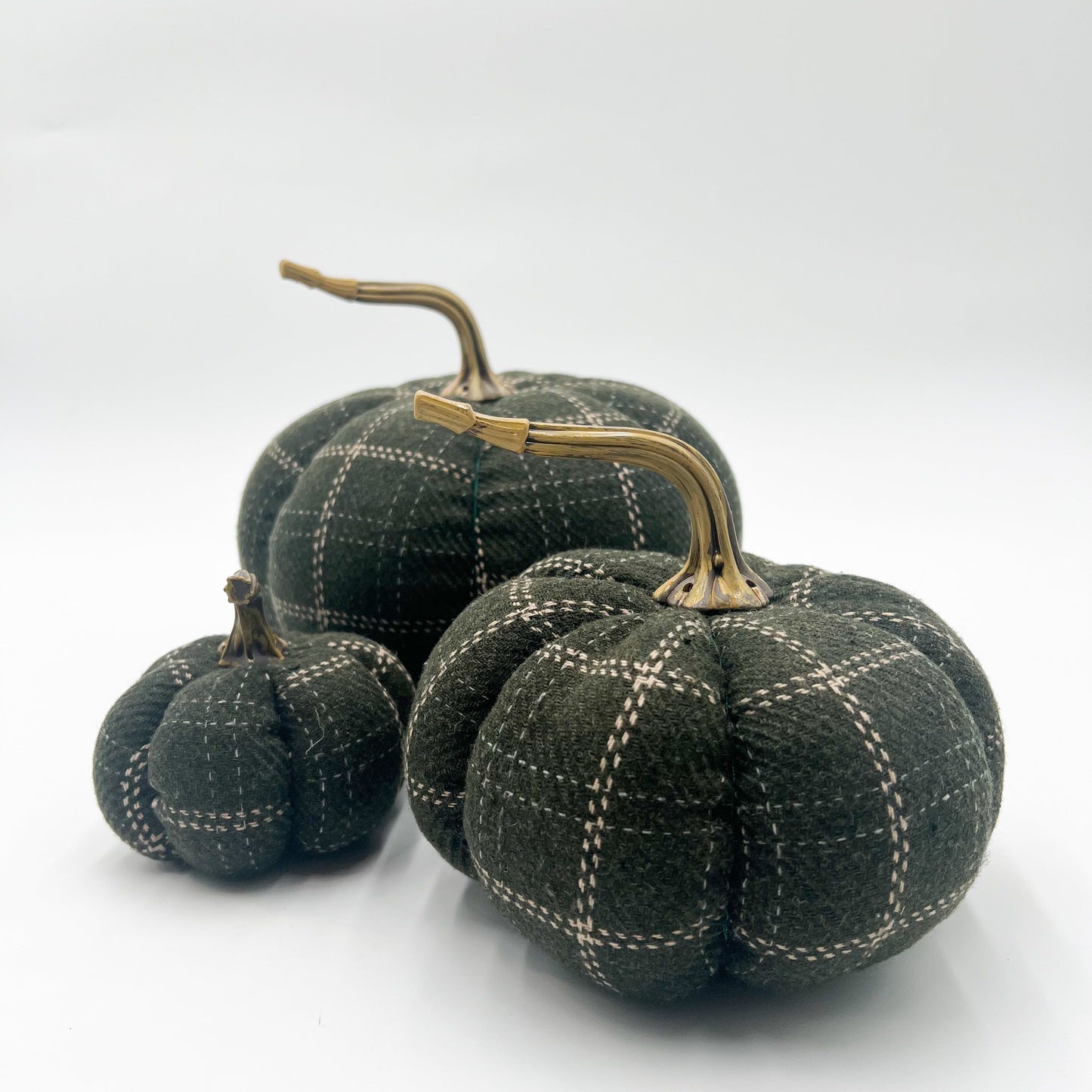 Green & Tan Plaid Pumpkin - Small