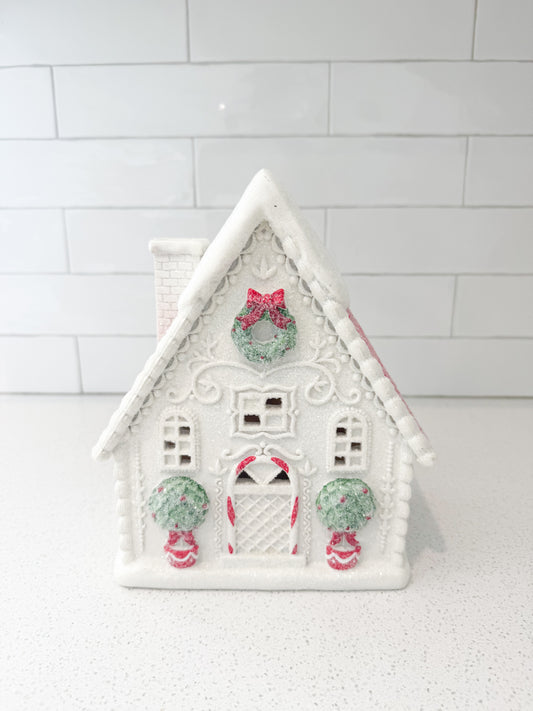 Glittered LED Christmas House with Timer