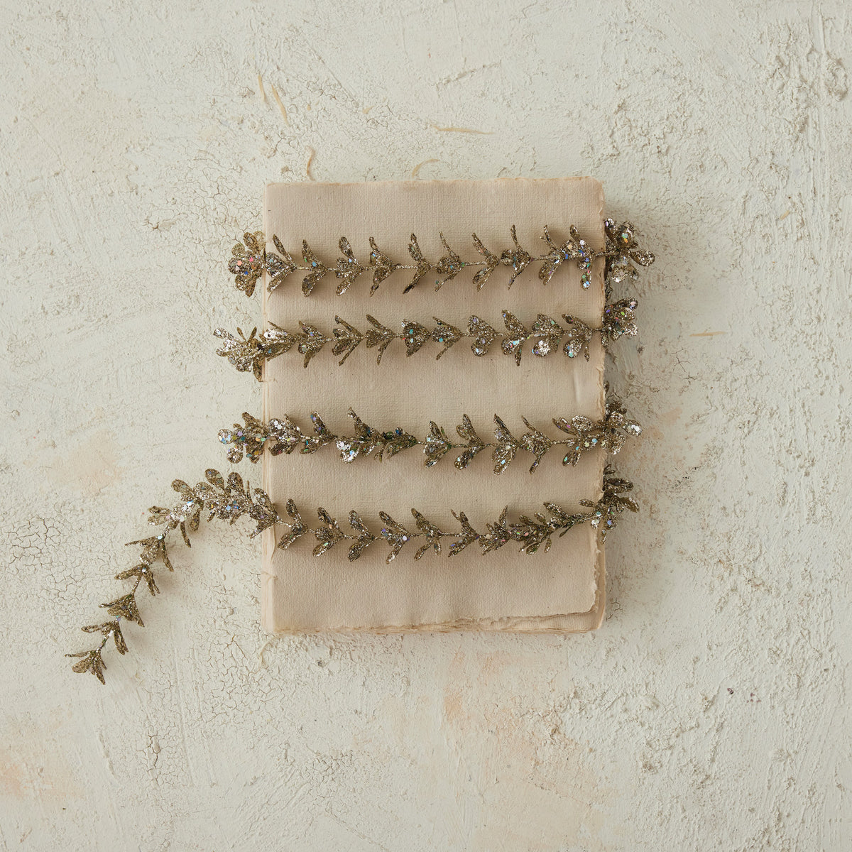 Boxwood Garland with Glitter Champagne Finish - 72”
