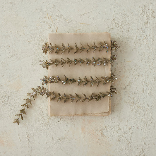 Boxwood Garland with Glitter Champagne Finish - 72”