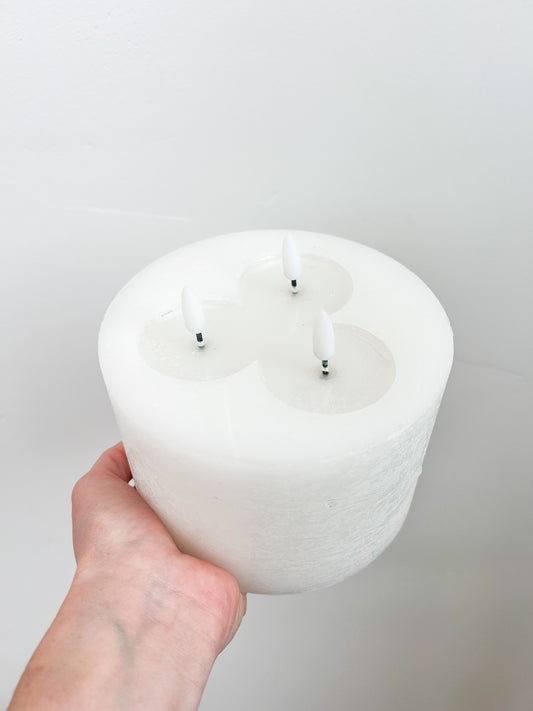 3 Wick Flameless Candle - White