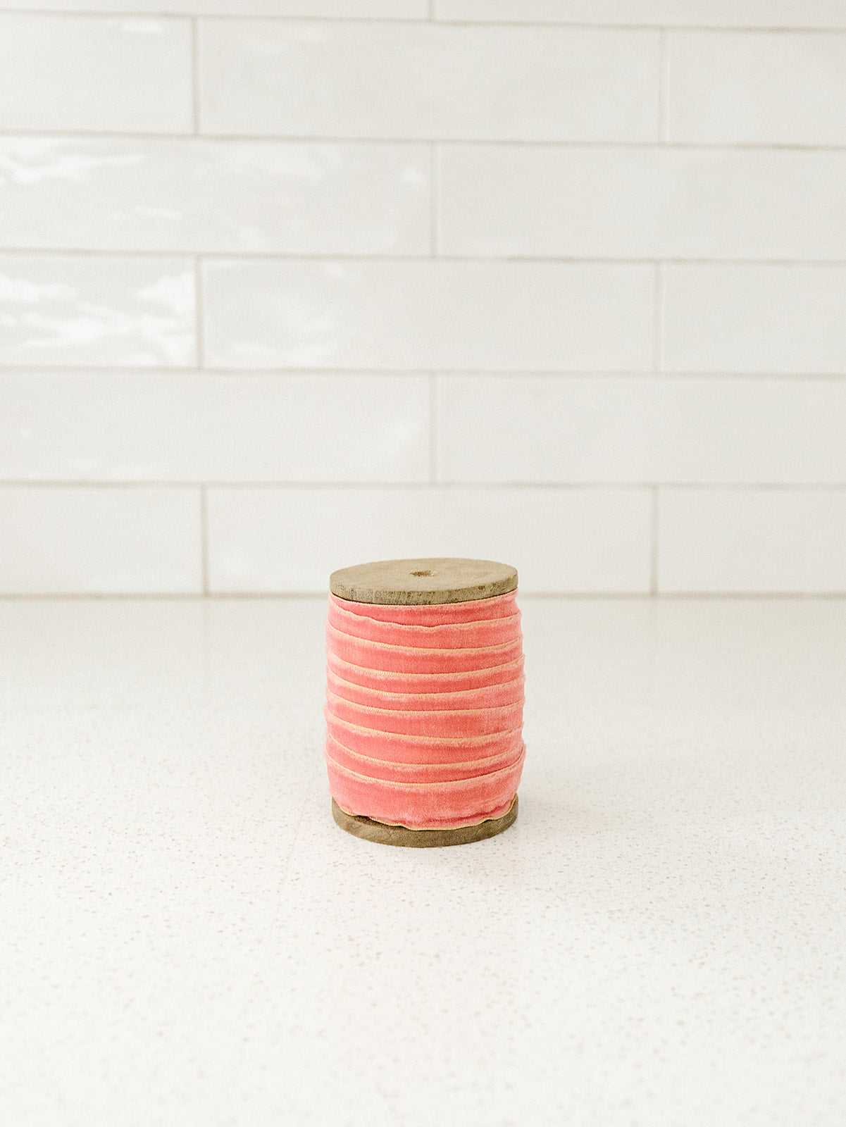 5 Yard Velvet Ribbon with Metallic Edge on Wood Spool - 3 Colors
