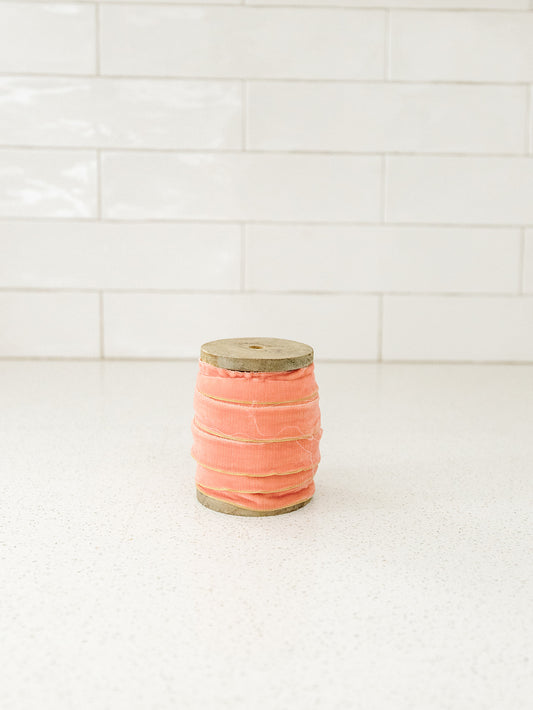 5 Yard Velvet Ribbon with Metallic Edge on Wood Spool - 3 Colors