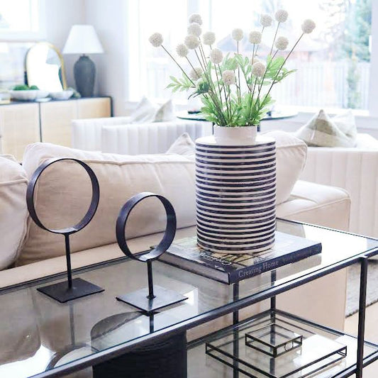 Striped Lidded Ceramic Jar - 2 Sizes