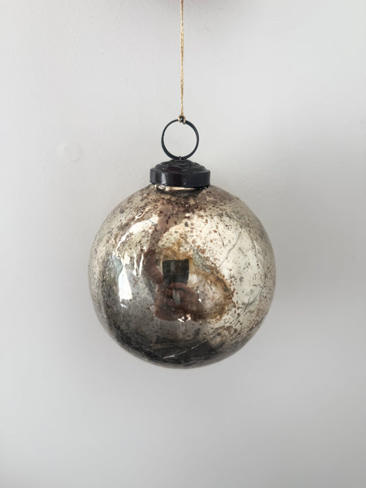 4" Round Mercury Glass Ball Ornament
