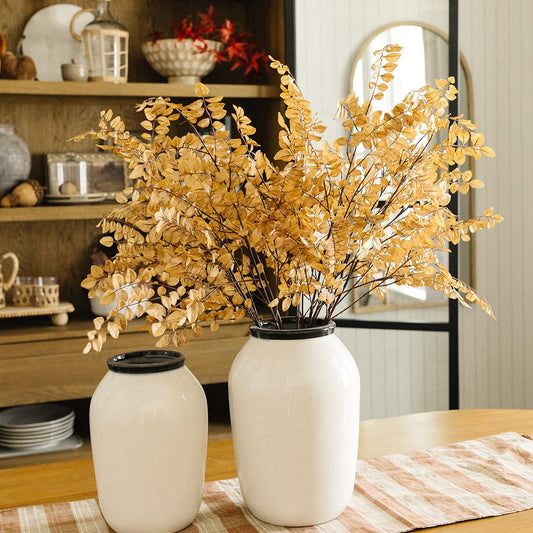 White Crackled Black Rimmed Vase - 3 Sizes