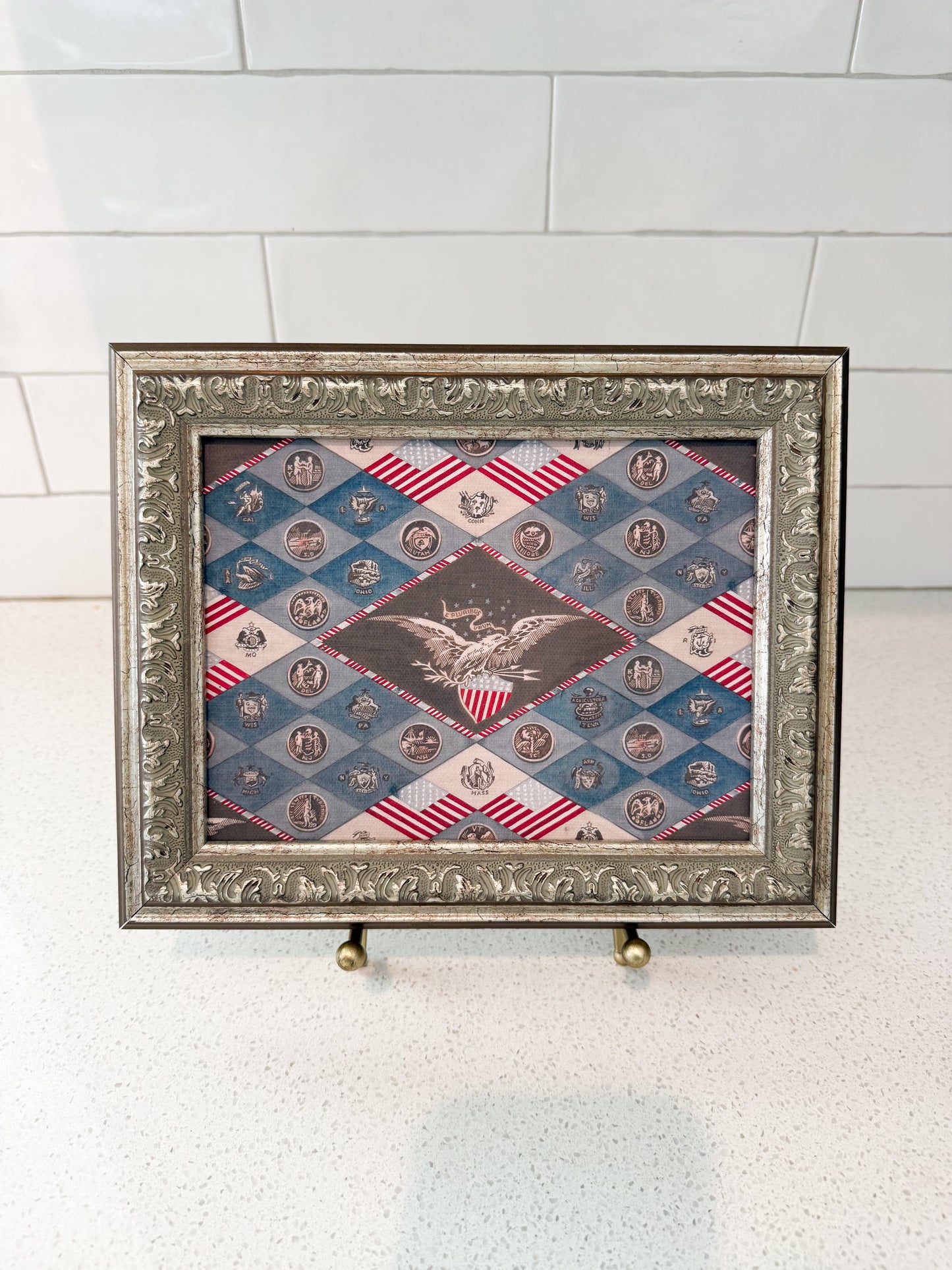 Textile State Emblems Framed Art - 2 Sizes