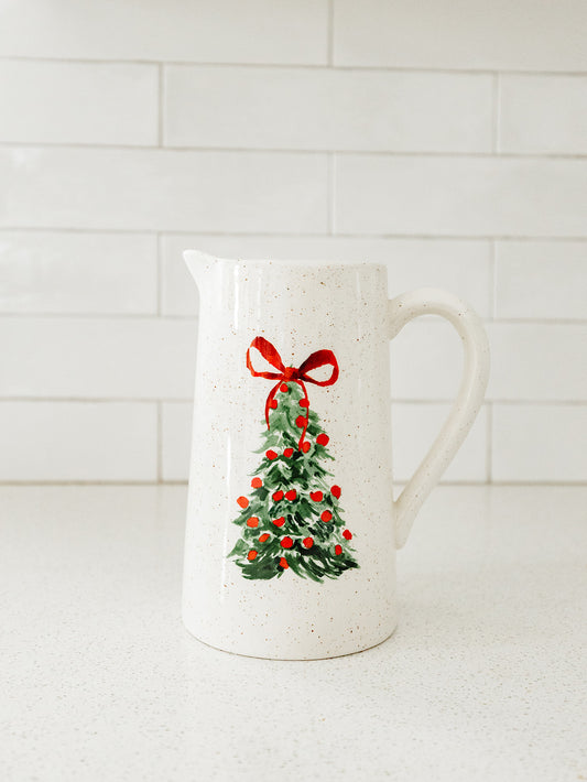 Pitcher with Christmas Tree