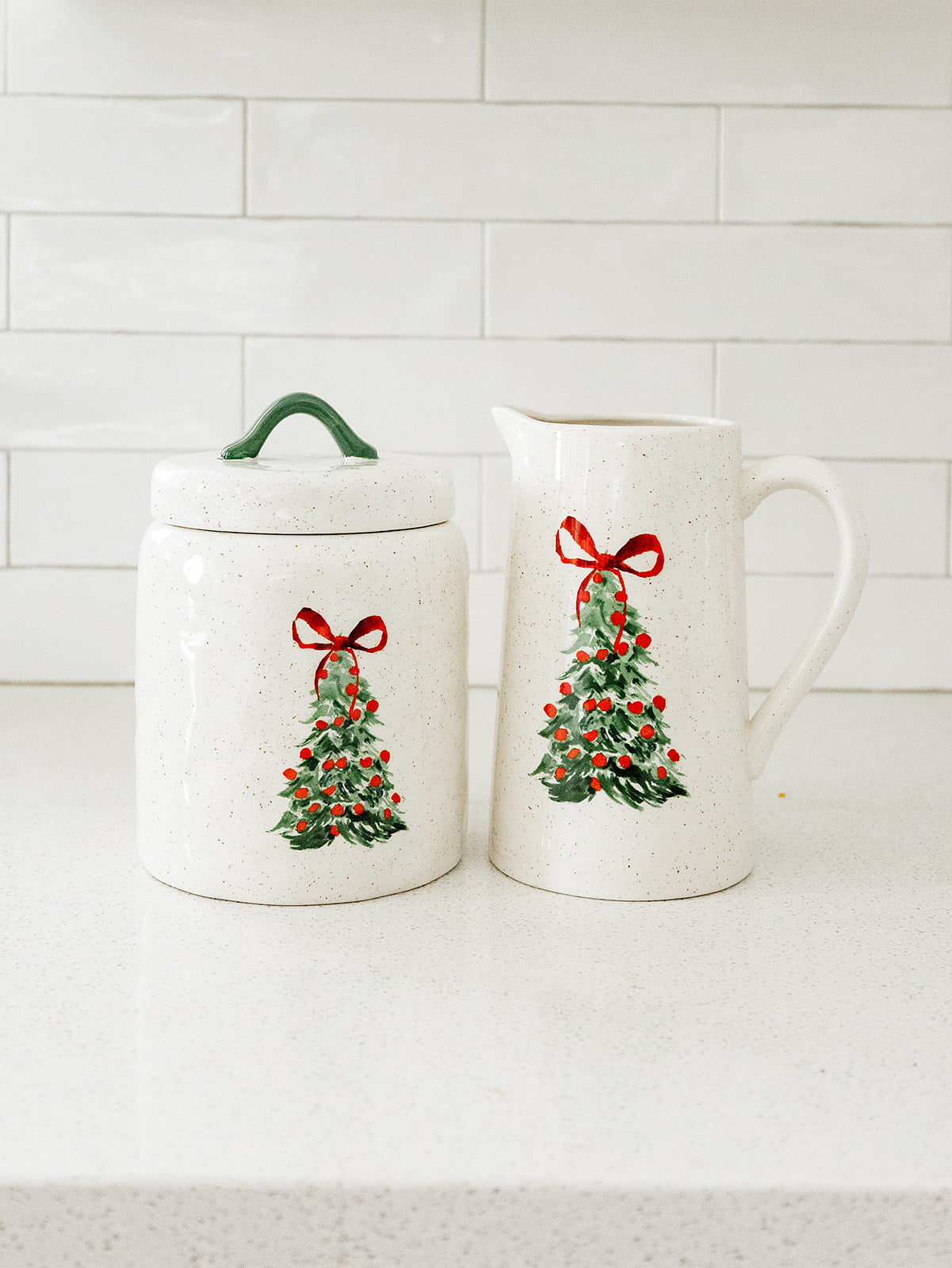 Pitcher with Christmas Tree