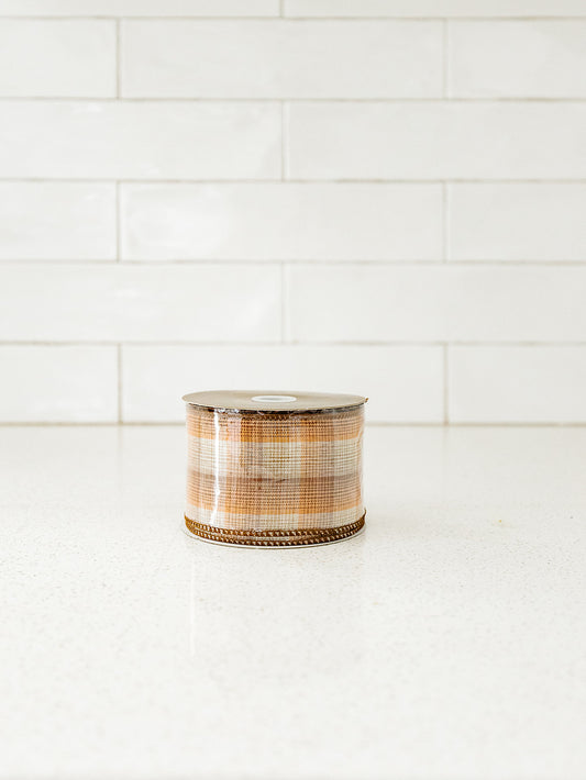 Burnt Orange/Brown Plaid Ribbon - 2.5" & 10 yards