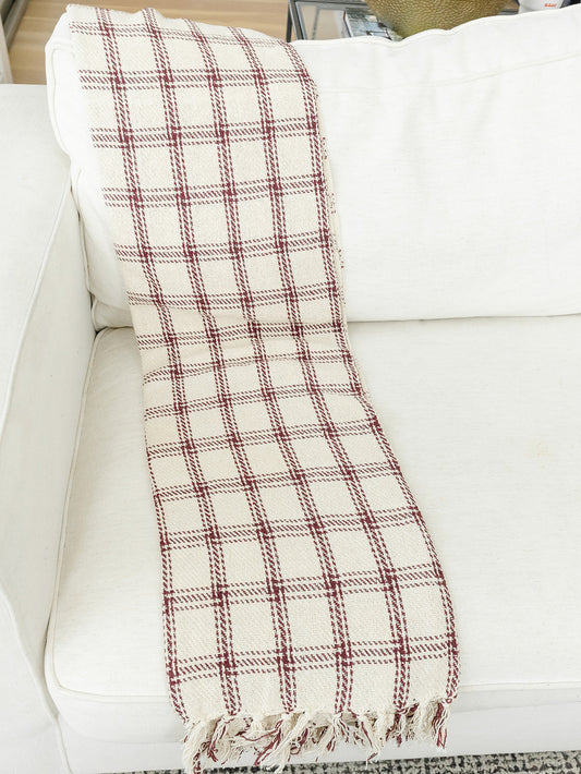Burgundy Plaid Throw