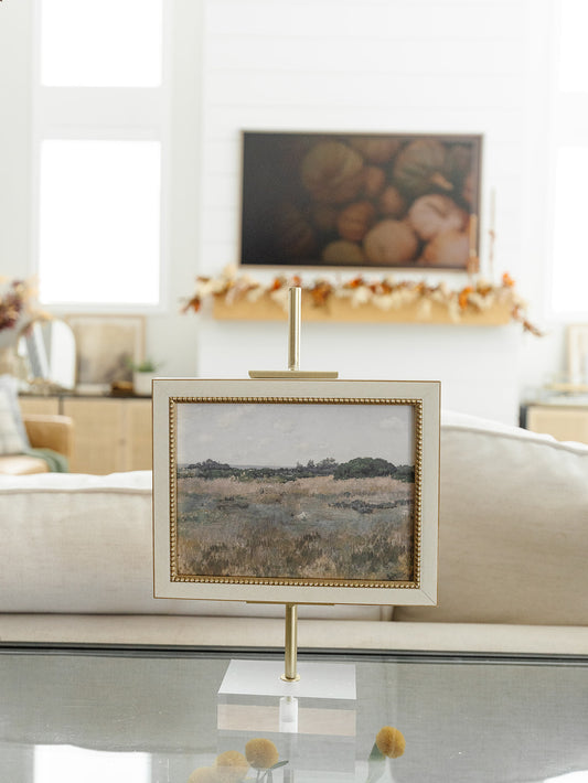 Autumn Meadow on the Shore Framed Art - 9"x7"