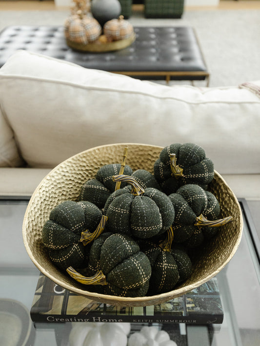 Green & Tan Plaid Pumpkin 3 Sizes