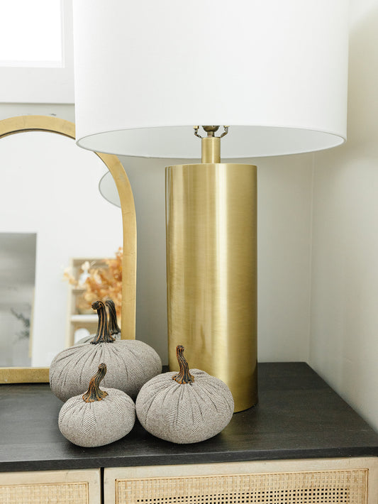 Grey Stripe Fabric Pumpkin - 3 Sizes