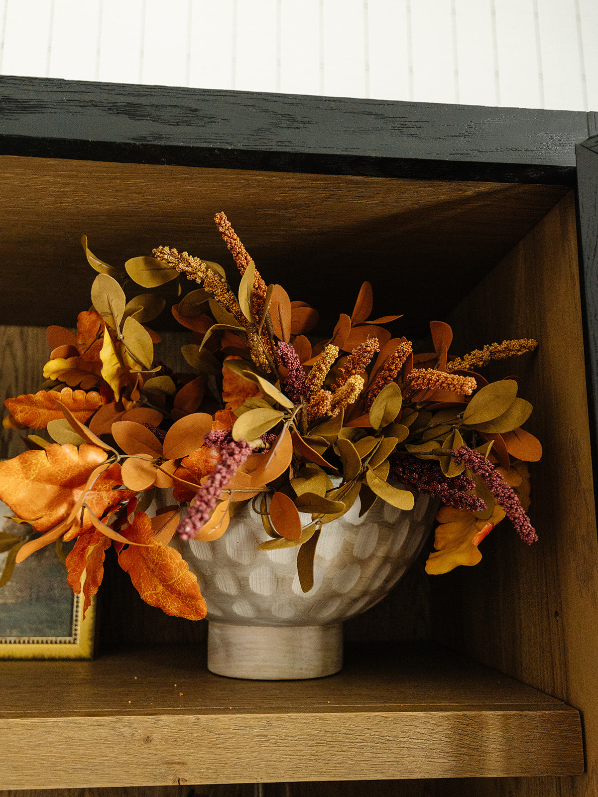 Rust & Brown Silk Leaves Bush - 21”