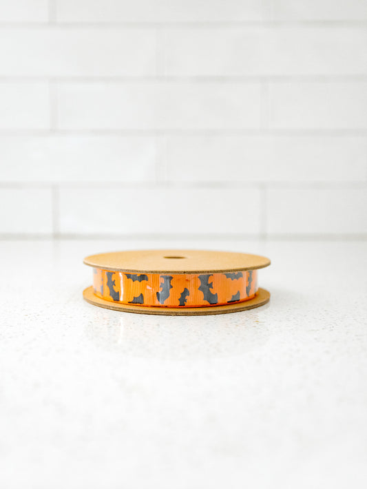Orange with Bats Grosgrain Ribbon - 5/8"x20yds.