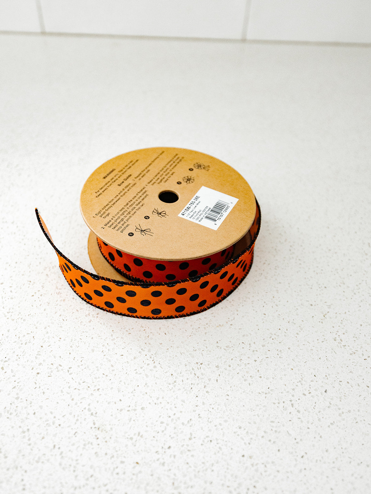 Wired Orange with Black Dots Ribbon - 1.5"