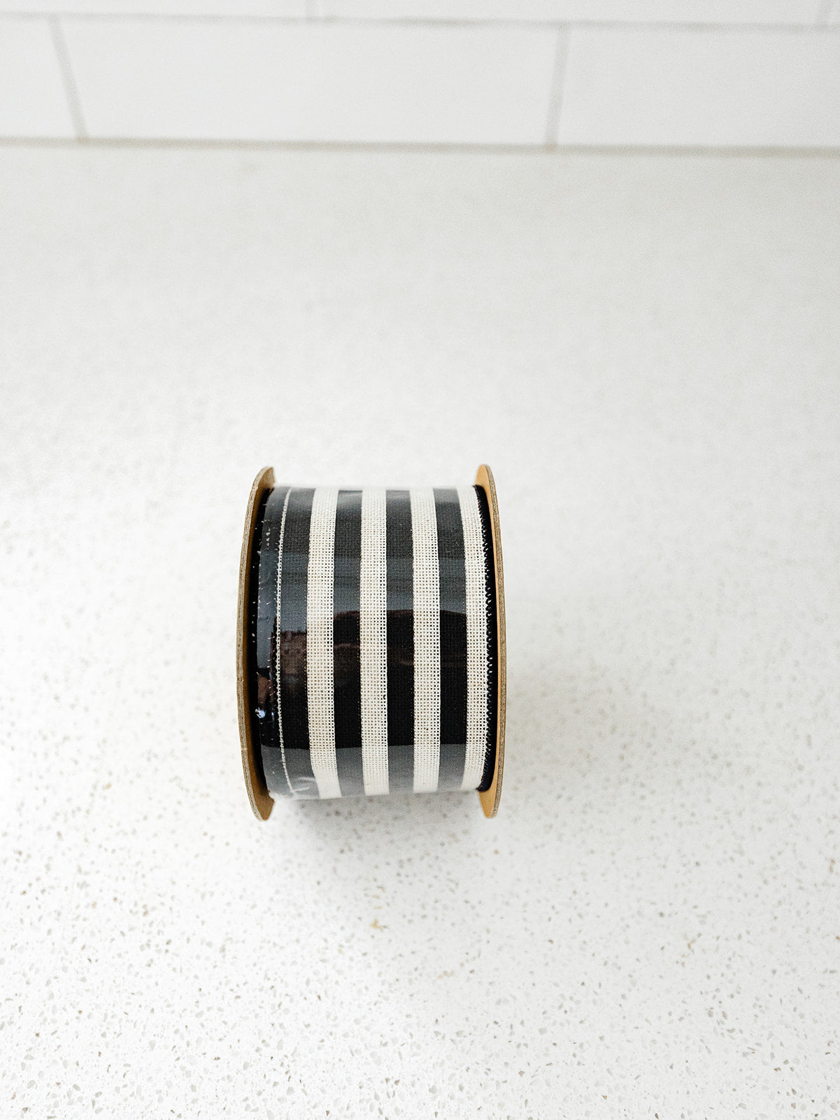 Black and White Striped Wired Ribbon - 2.5"