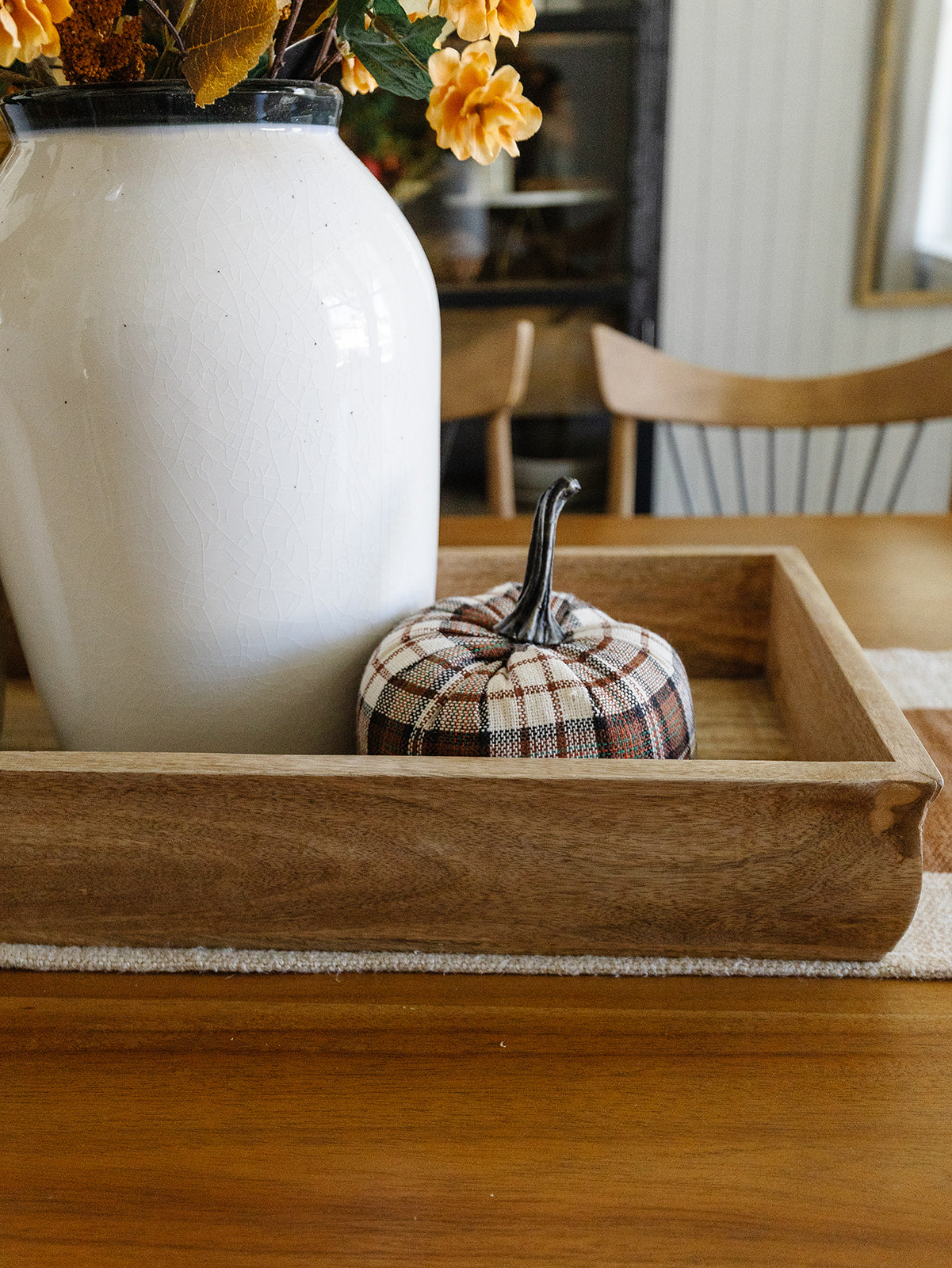 Brown and White Plaid Pumpkin