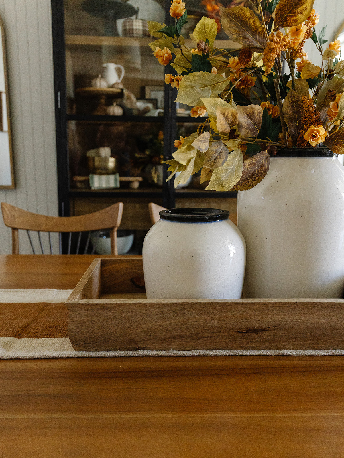 White Crackled Black Rimmed Vase - 3 Sizes