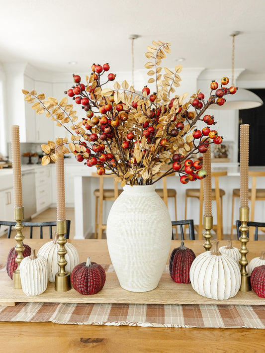 Burgundy ResIn Corn Pumpkins - Set of 2