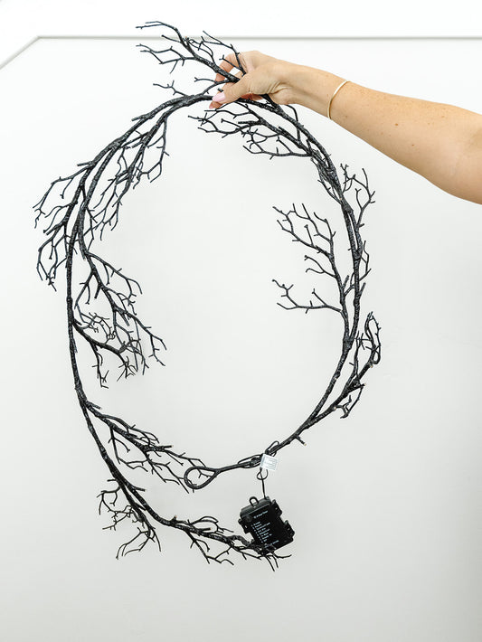 Black Glitter Lighted Garland - 6'