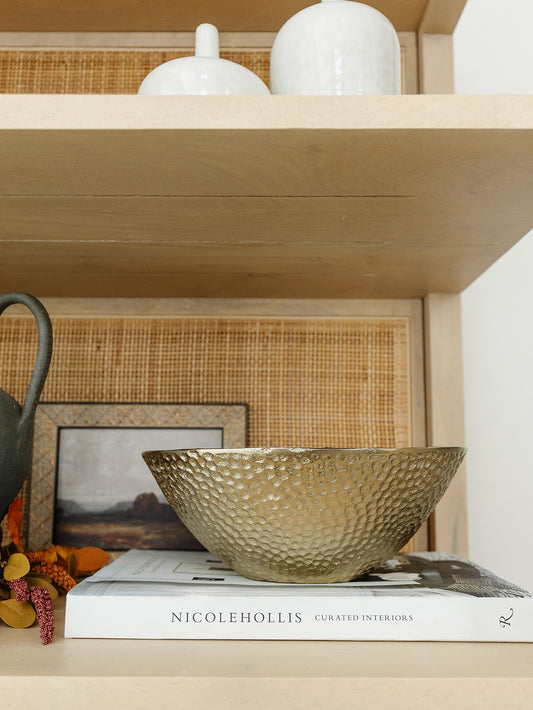 Hammered Champagne Metal Bowl - 2 Sizes