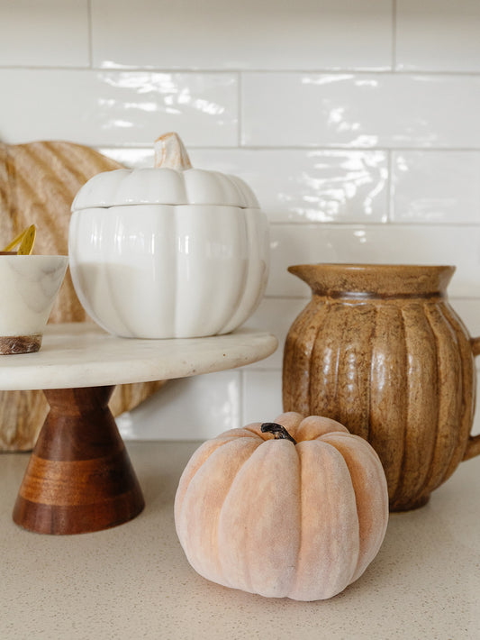 Orange Flocked Pumpkin - 4.75"