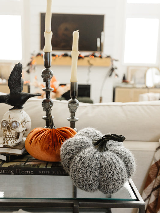 Black and White Knit Pumpkin - 2 Sizes