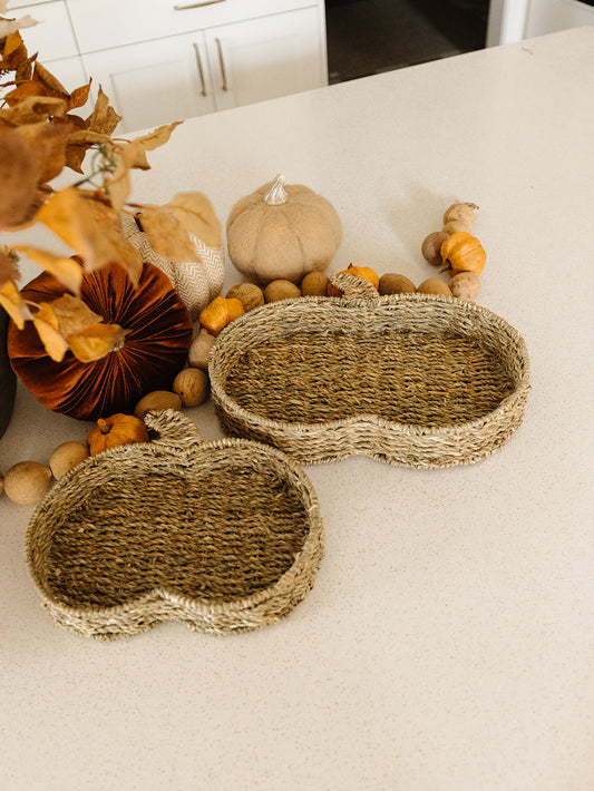 Woven Seagrass Pumpkin Tray - 2 Sizes