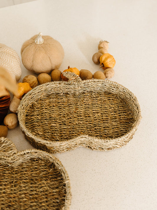 Woven Seagrass Pumpkin Tray - 2 Sizes