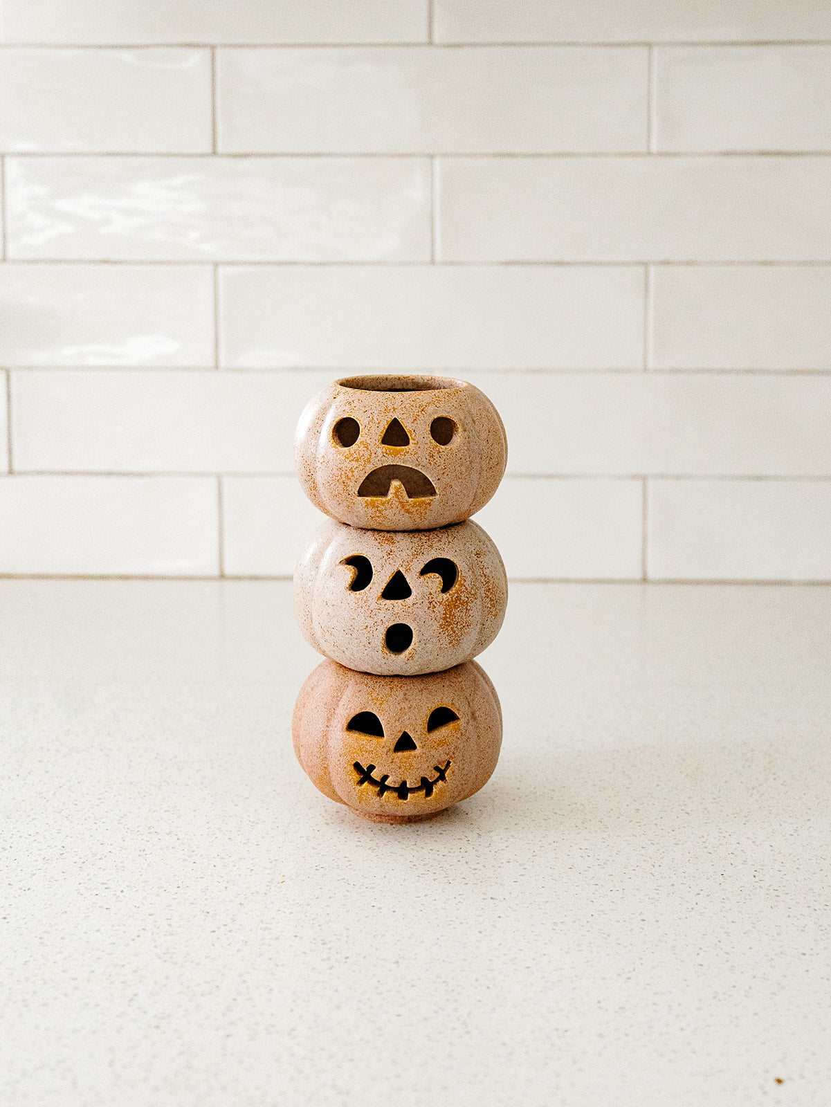 Grinning Pumpkin Votive Set of 3