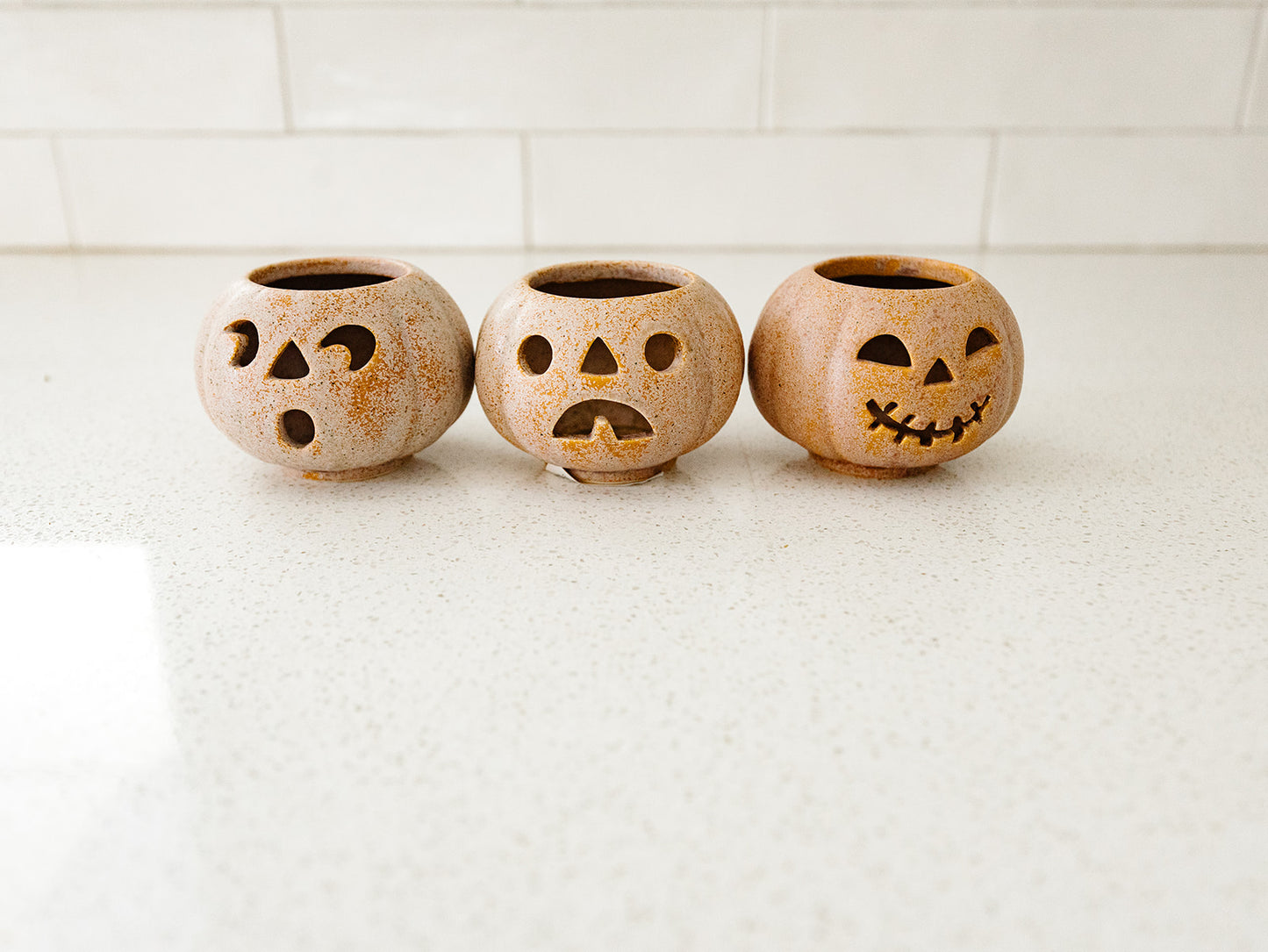 Grinning Pumpkin Votive Set of 3