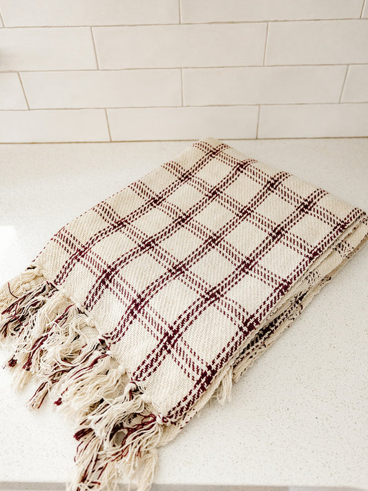 Burgundy Plaid Throw